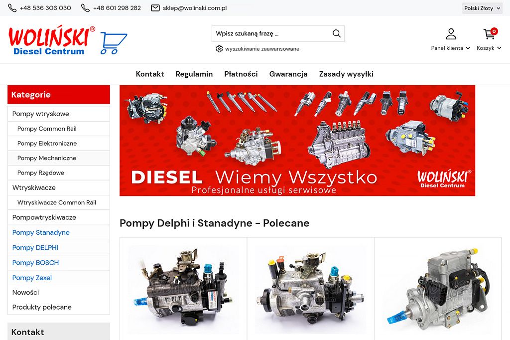 Projektowanie i tworzenie sklepów internetowych dla serwisu samochodowego diesel bosch